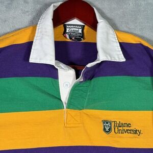 Tulane Green Wave Shirt Mens Medium Multi Color NCAA Rugby Barbarian Long Sleeve